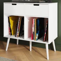 GFW Jaxon White 2 Drawer 2 Shelf Turntable Stand