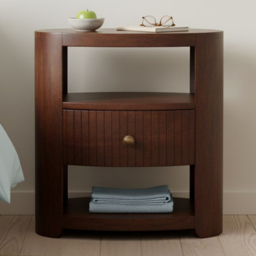 Artisan Furniture Bordeaux Brown Single Drawer 2 Shelf Solid Wood Bedside Table - thumbnail 1
