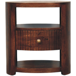 Artisan Furniture Bordeaux Brown Single Drawer 2 Shelf Solid Wood Bedside Table - thumbnail 2