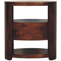 Artisan Furniture Bordeaux Brown Single Drawer 2 Shelf Solid Wood Bedside Table - thumbnail 4