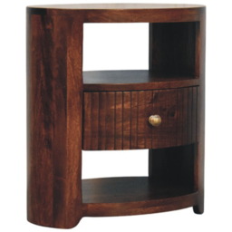 Artisan Furniture Bordeaux Brown Single Drawer 2 Shelf Solid Wood Bedside Table - thumbnail 3
