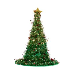 Green Tinsel Merry Christmas Pointed Hat - thumbnail 3