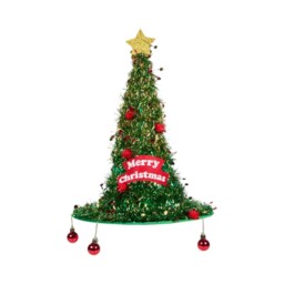 Green Tinsel Merry Christmas Pointed Hat - thumbnail 4