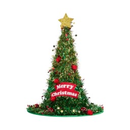 Green Tinsel Merry Christmas Pointed Hat