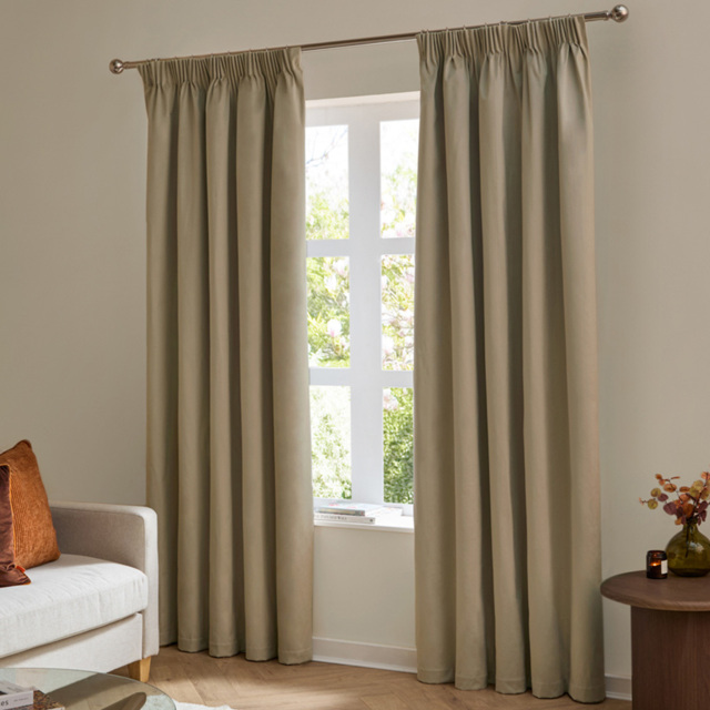Furn The Ultimate Velvet Blackout Pencil Pleat Curtains Mocha 229 x 183cm - image 1