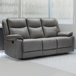 Furniture One Grey 3 Seater Manual Recliner Sofa - thumbnail 1