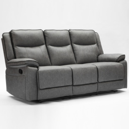 Furniture One Grey 3 Seater Manual Recliner Sofa - thumbnail 2