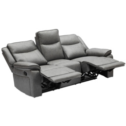 Furniture One Grey 3 Seater Manual Recliner Sofa - thumbnail 3