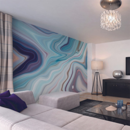 Origin Murals Marbled Ink Blue Wall Mural - thumbnail 3