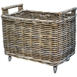 Ivyline Rattan Rustic Natural Log Cart - thumbnail 1