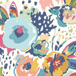 Origin Murals Abstract Floral Blue Wall Mural - thumbnail 2