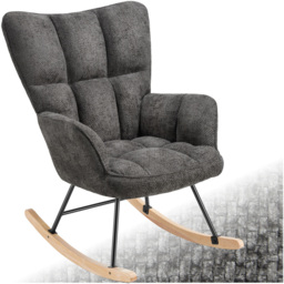 tectake Torve Anthracite Chenille Quilted Rocking Chair - thumbnail 2
