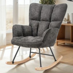 tectake Torve Anthracite Chenille Quilted Rocking Chair