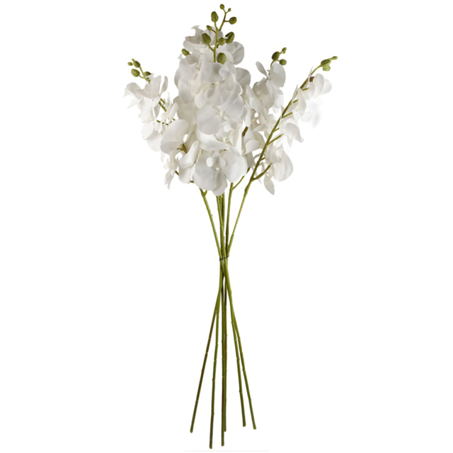 Leaf Single Stem White Phalaenopsis Orchid 100cm 6 Pack - image 1