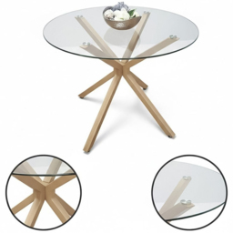 Portland Grey Gem Pattern Round Glass 4 Seater Dining Set - thumbnail 3