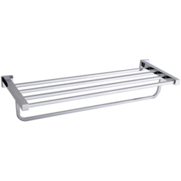 Nes Home Square Chrome Single Shelf Bathroom Rack with Towel Rail 585mm - thumbnail 1