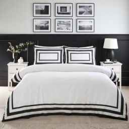 Oxford Border Duvet Set Monochrome Superking - thumbnail 1
