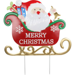 Sleigh Bells Ring Red Santa Sleigh Merry Christmas Stake Decoration 66.5cm