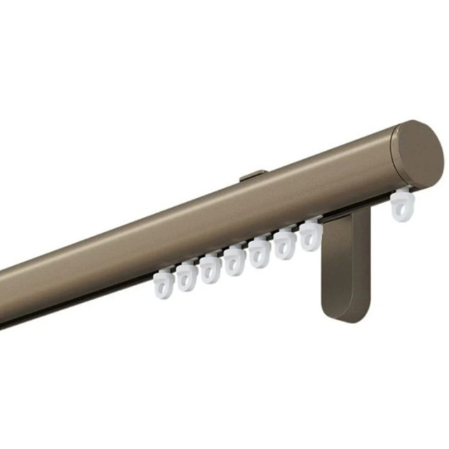 New Edge Blinds 135cm Taupe Styleline Gliding Curtain Pole Set with End Cap - image 1