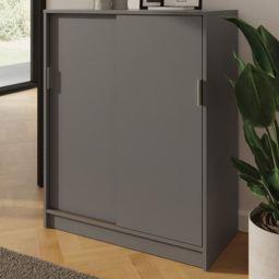 GFW Leighton Grey 2 Sliding Door Shoe Cabinet