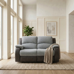 New Charleston 2 Seater Grey Manual Recliner Sofa - thumbnail 1