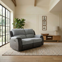 New Charleston 2 Seater Grey Manual Recliner Sofa - thumbnail 4