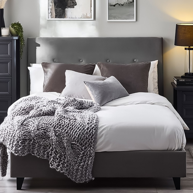 Julian Bowen Shoreditch King Size Slate Grey High Headboard Bed - image 1