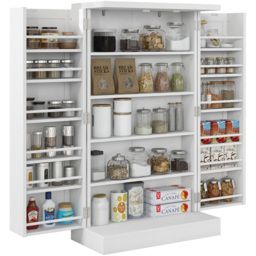 Portland White 2 Door Freestanding Kitchen Storage Cabinet with 12 Spice Rack - thumbnail 2