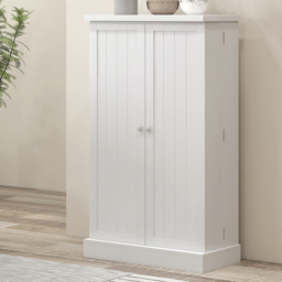 Portland White 2 Door Freestanding Kitchen Storage Cabinet with 12 Spice Rack