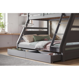 Flair Ollie Triple Sleeper Grey Wooden 2 Drawer Bunk Bed - thumbnail 2