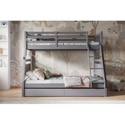 Flair Ollie Triple Sleeper Grey Wooden 2 Drawer Bunk Bed - thumbnail 4