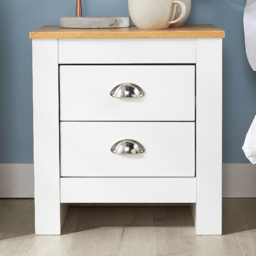 Home Source Camden White 2 Drawer Bedroom Bedside Table - thumbnail 1
