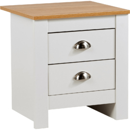 Home Source Camden White 2 Drawer Bedroom Bedside Table - thumbnail 2