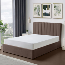 Artemis Home Evelynne Double Dark Brown Linen Upholstered Ottoman Bed - thumbnail 4