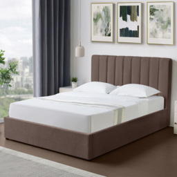 Artemis Home Evelynne Double Dark Brown Linen Upholstered Ottoman Bed
