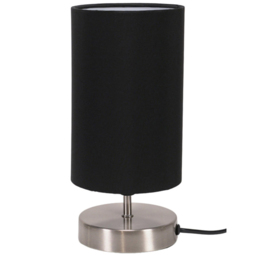 ValueLights Francis Brushed Chrome Touch Table Lamp with Black Shade and Bulb
