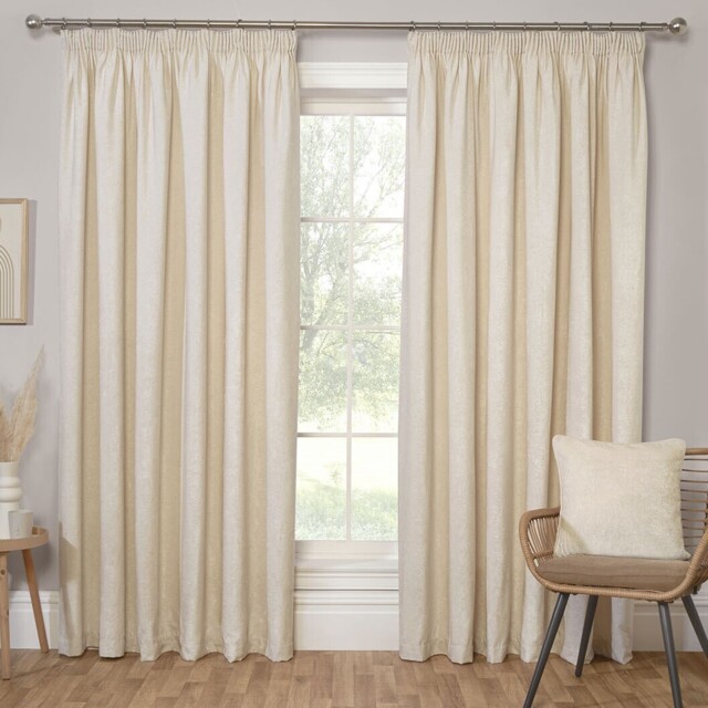 Divante Natural Chenille Taped Curtain 183 x 168cm - image 1