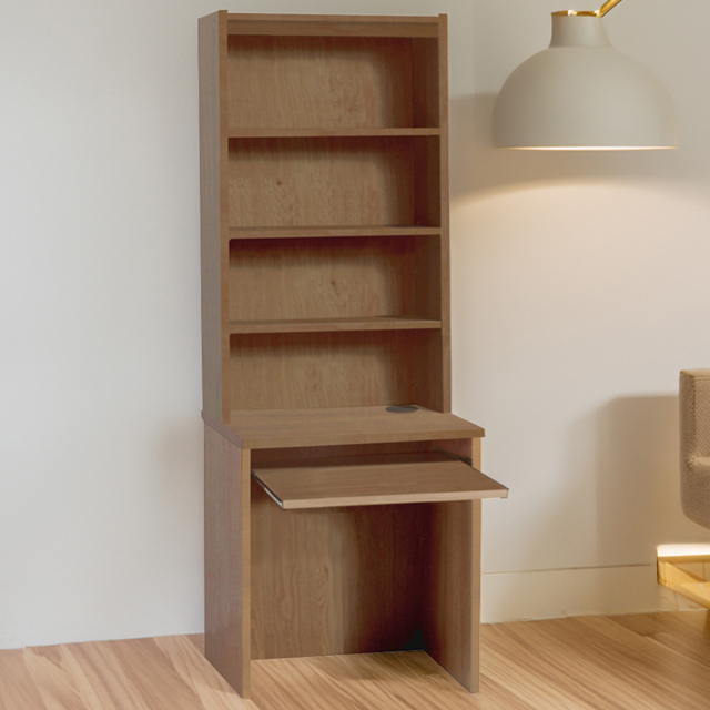 R White Cabinets Brown Small 4 Shelf Desk with Keyboard Tray - image 1