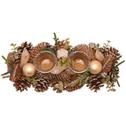 The Seasonal Gift Co. 2 Glass Gold Glitter Pinecone Candleholder