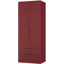Crowndale Hong Kong 2 Door 2 Drawer Red Matt Tall Wardrobe Ready Assembled - thumbnail 4