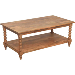 Artisan Furniture Golden Teak Single Shelf Mango Wood Spindle-Shaped Legs Coffee Table - thumbnail 2