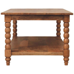 Artisan Furniture Golden Teak Single Shelf Mango Wood Spindle-Shaped Legs Coffee Table - thumbnail 4