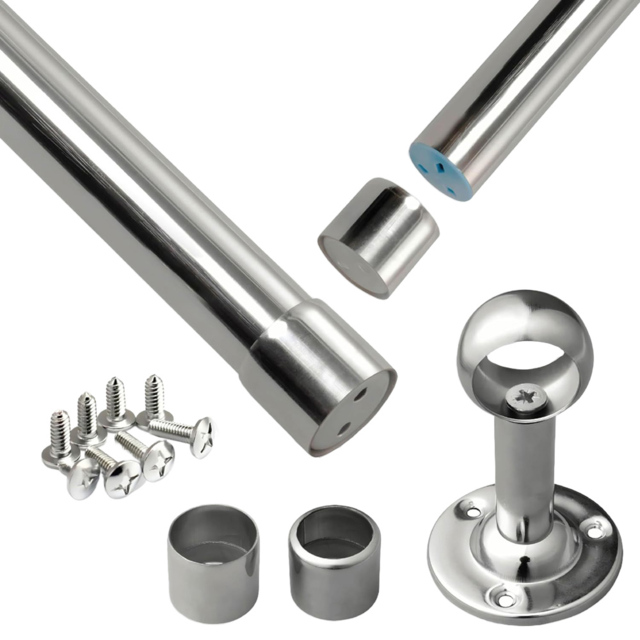 House of Home Stainless Steel Extendable Wardrobe Rail Double Pass Hanging Base 70-123cm - image 1