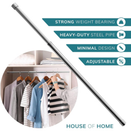 House of Home Stainless Steel Extendable Wardrobe Rail Double Pass Hanging Base 70-123cm - thumbnail 3