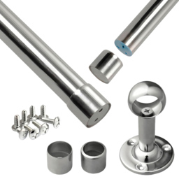 House of Home Stainless Steel Extendable Wardrobe Rail Double Pass Hanging Base 70-123cm