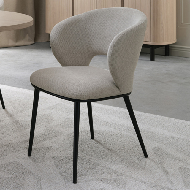 Bentley Designs Luca Beige Fabric Upholstered Dining Chair Set of 2 - image 1