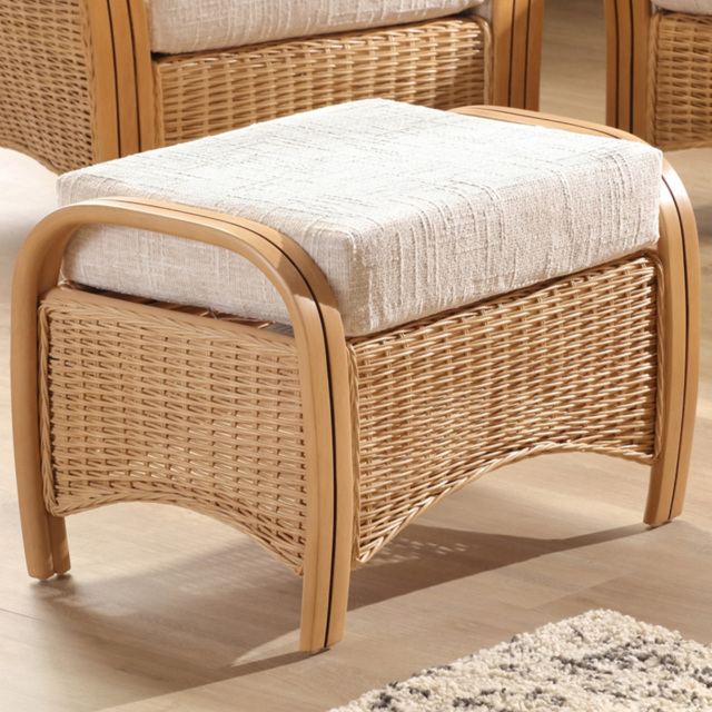 Desser Furniture Centurion Cotton Cream Rattan Footstool - image 1