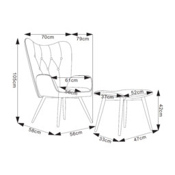 Grey Linen TV Chair & Footstool - thumbnail 2