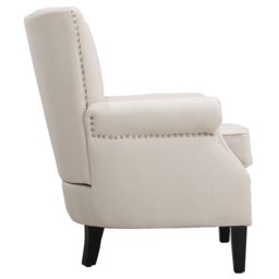 Living and Home Channel Deep Cushioned Beige Armchair with Nailhead Trim - thumbnail 3