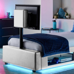 XR Living Ava White Single PU Upholstered TV Bed with Underbed Lights - thumbnail 2